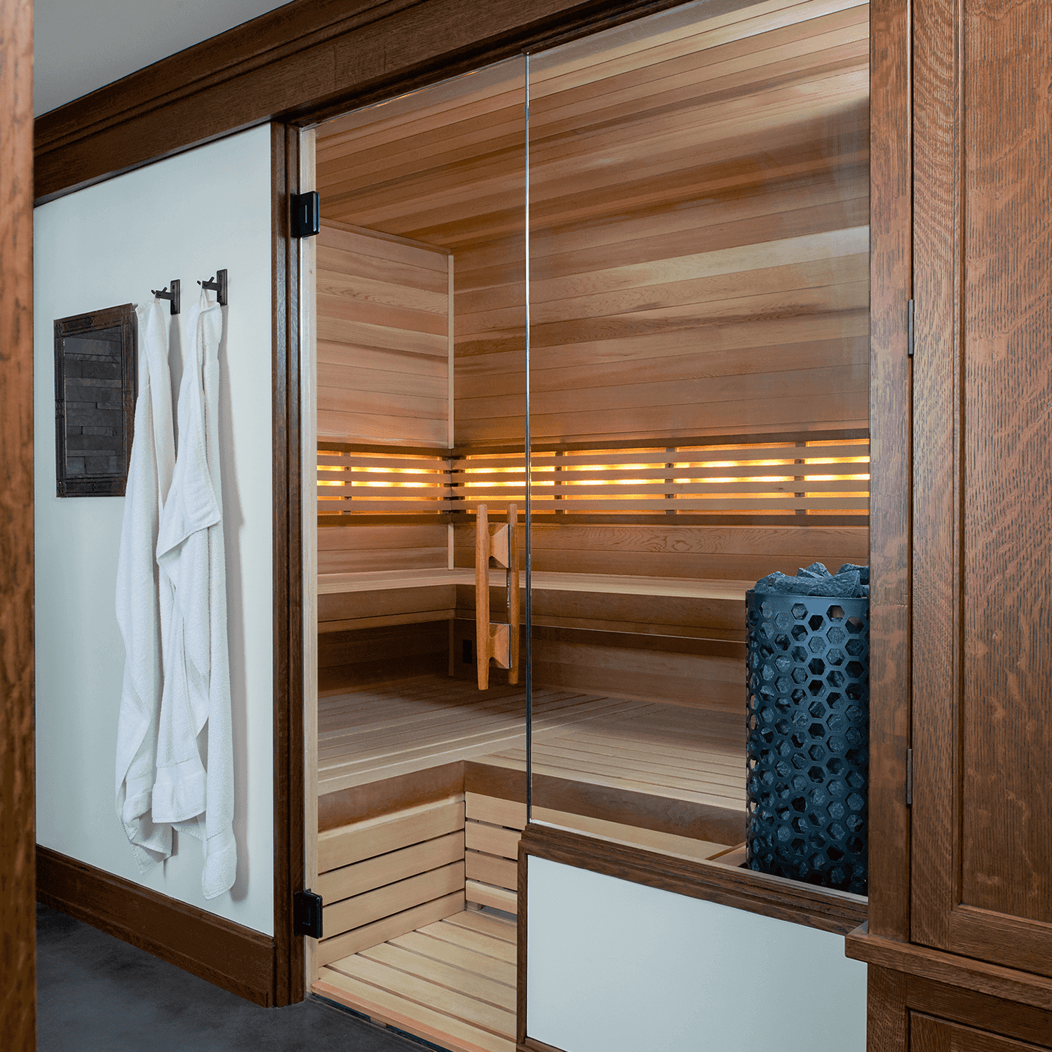 Permanently installed custom traditional sauna package for a commercial project