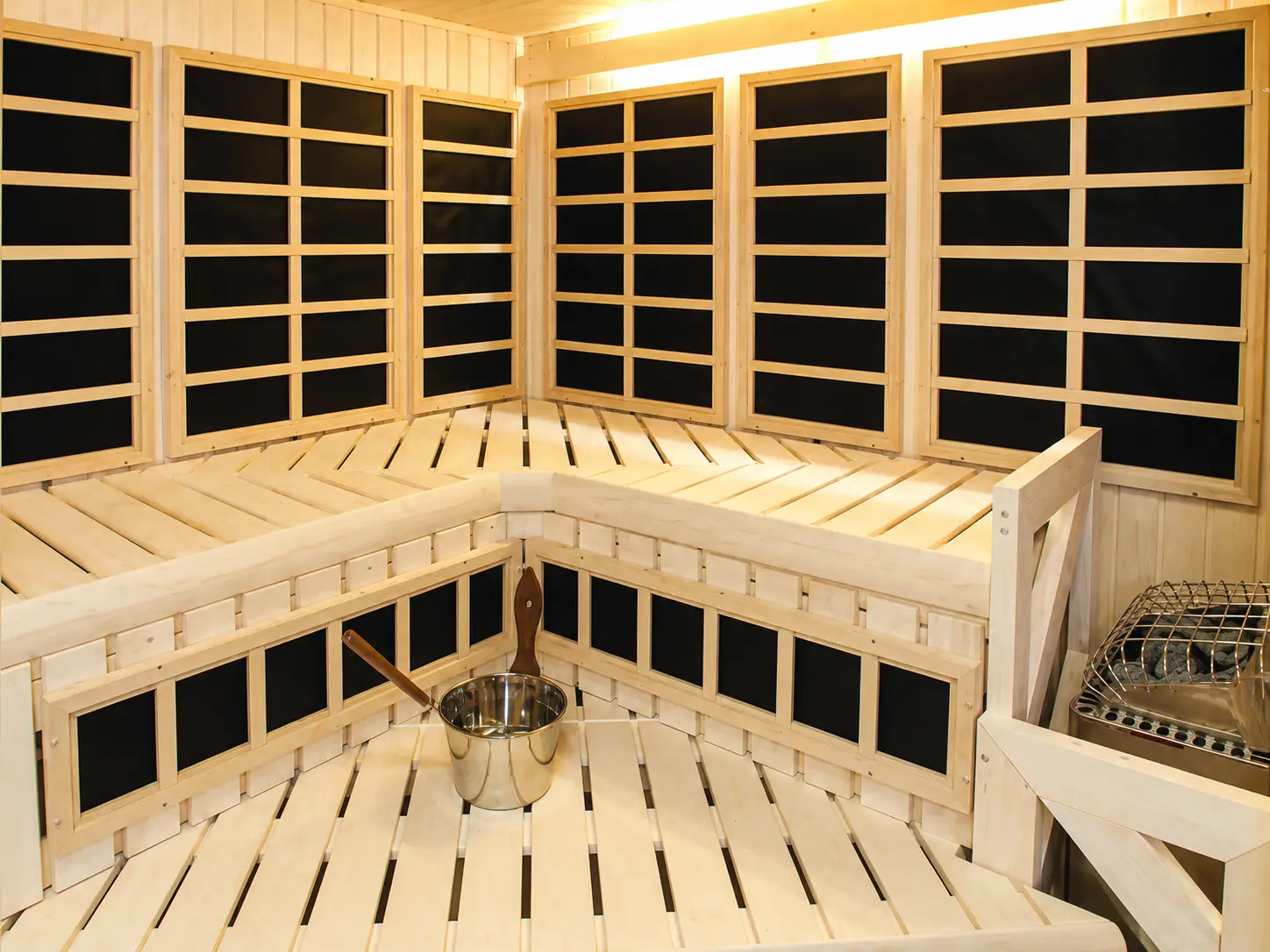 Custom hybrid sauna interior