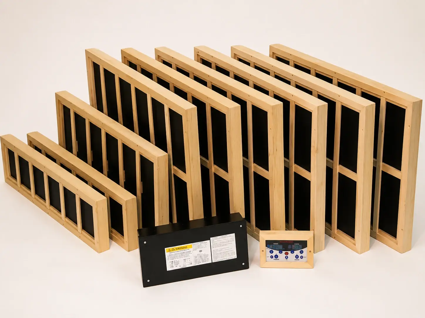 Custom infrared sauna wall panels and heating system
