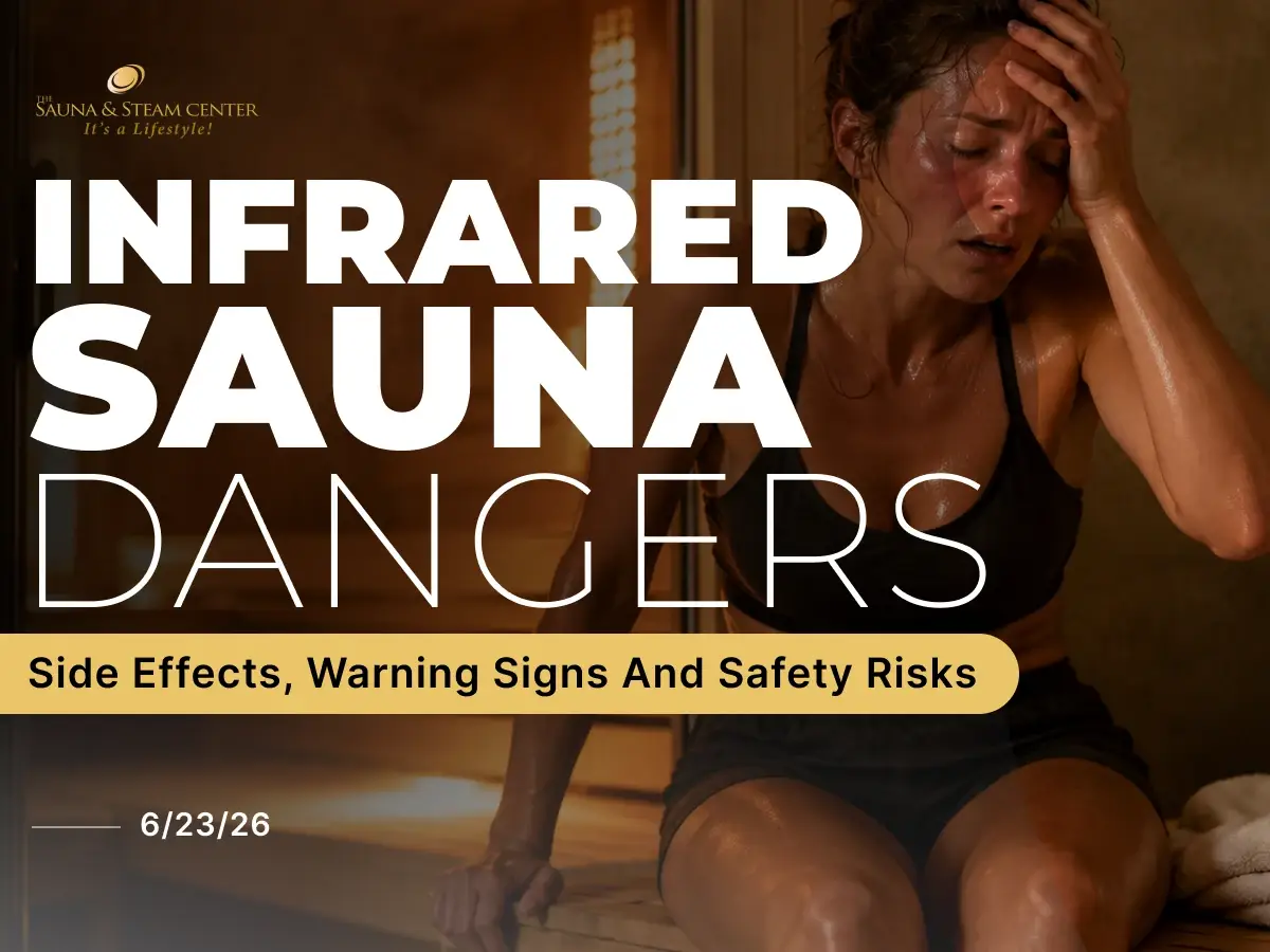 A woman experiences dizziness, exhaustion, and overheating after an infrared sauna session, highlighting dehydration risks and important safety warning signs.