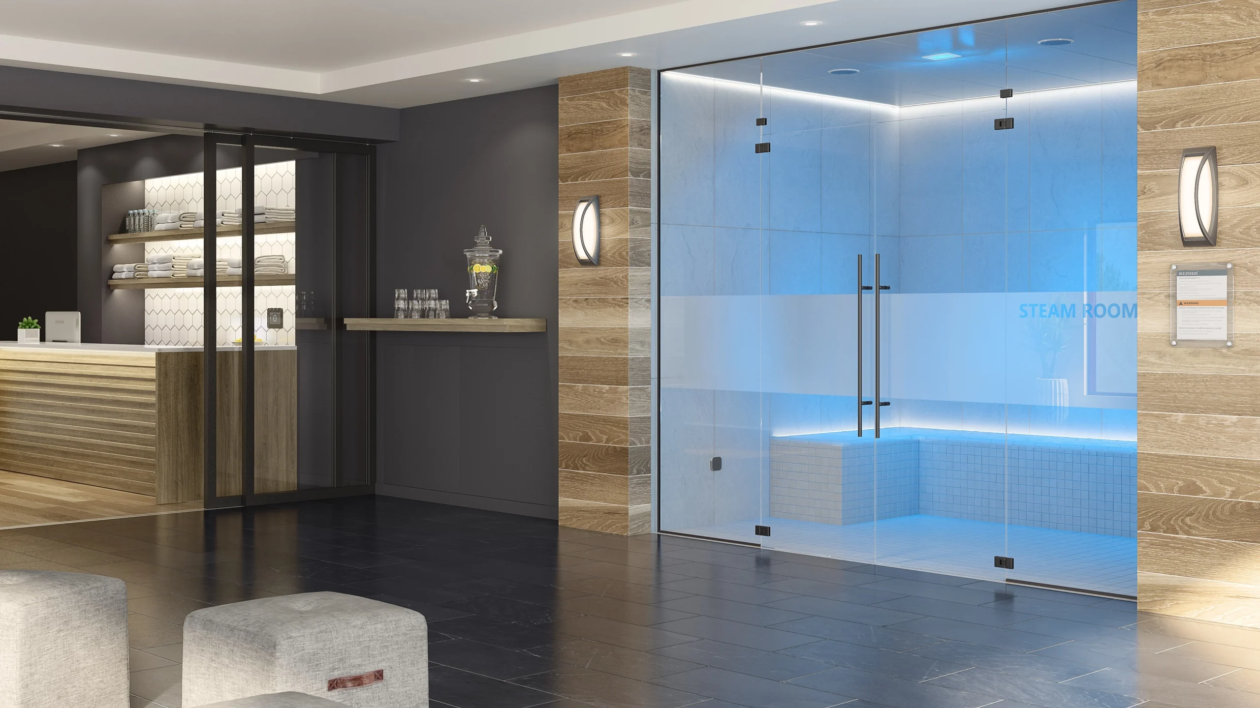 Commercial steam room finish and repair work