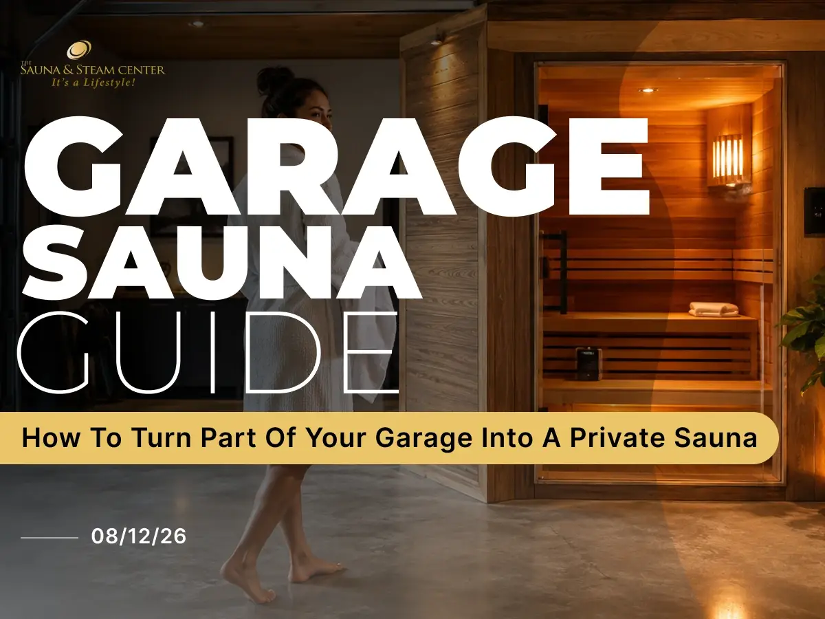 A woman prepares to enjoy a modern garage sauna, showing how unused garage space can be transformed into a clean, private wellness retreat at home.