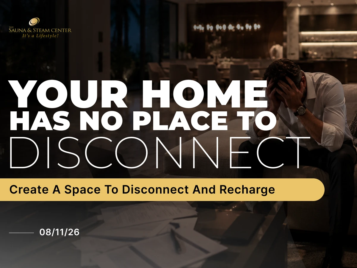 A stressed professional sits inside a luxury South Florida home, highlighting the need for a private wellness space designed to disconnect, unwind, and recharge.