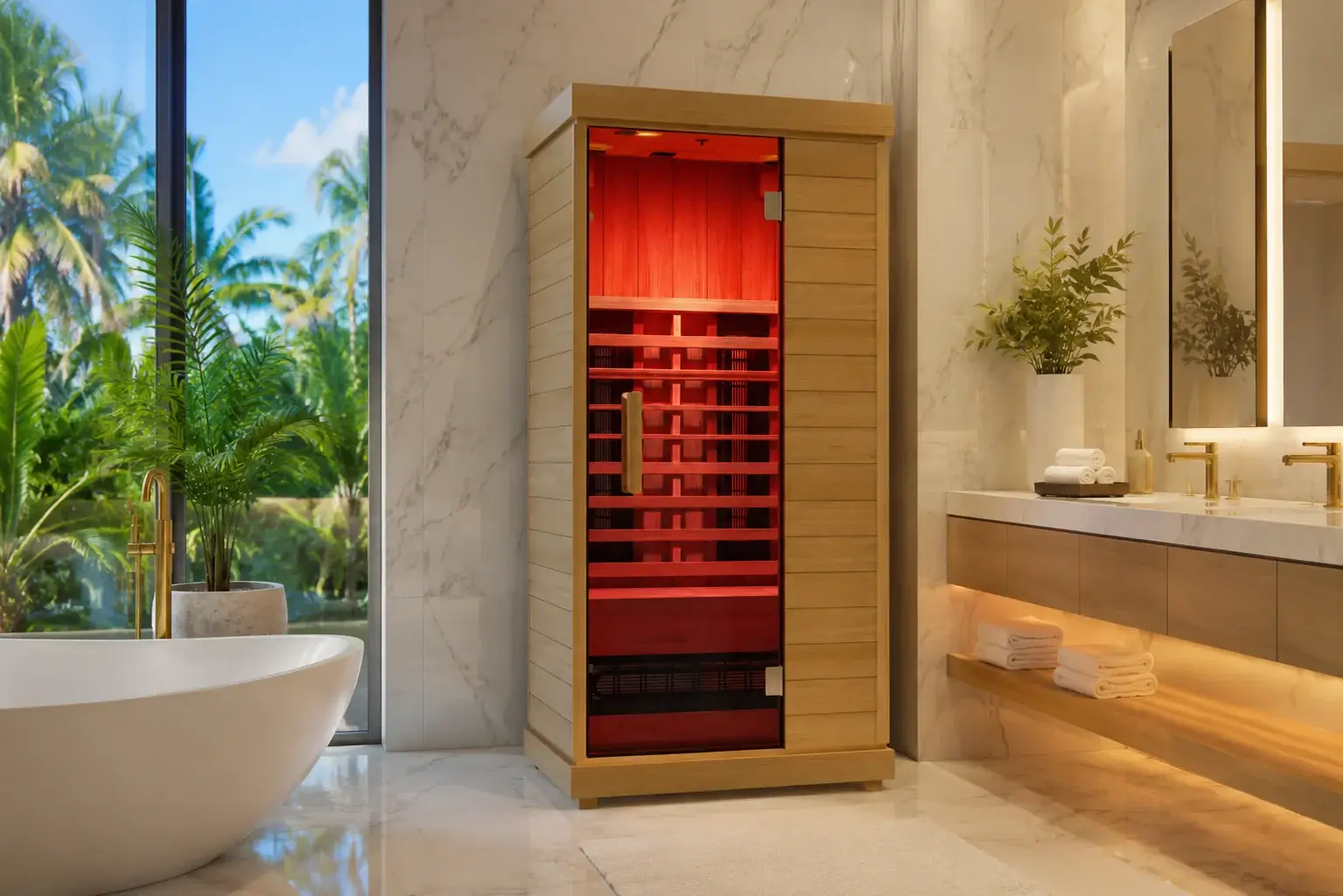 FINSAUNA Radia IR 100 compact one-person infrared sauna for home use